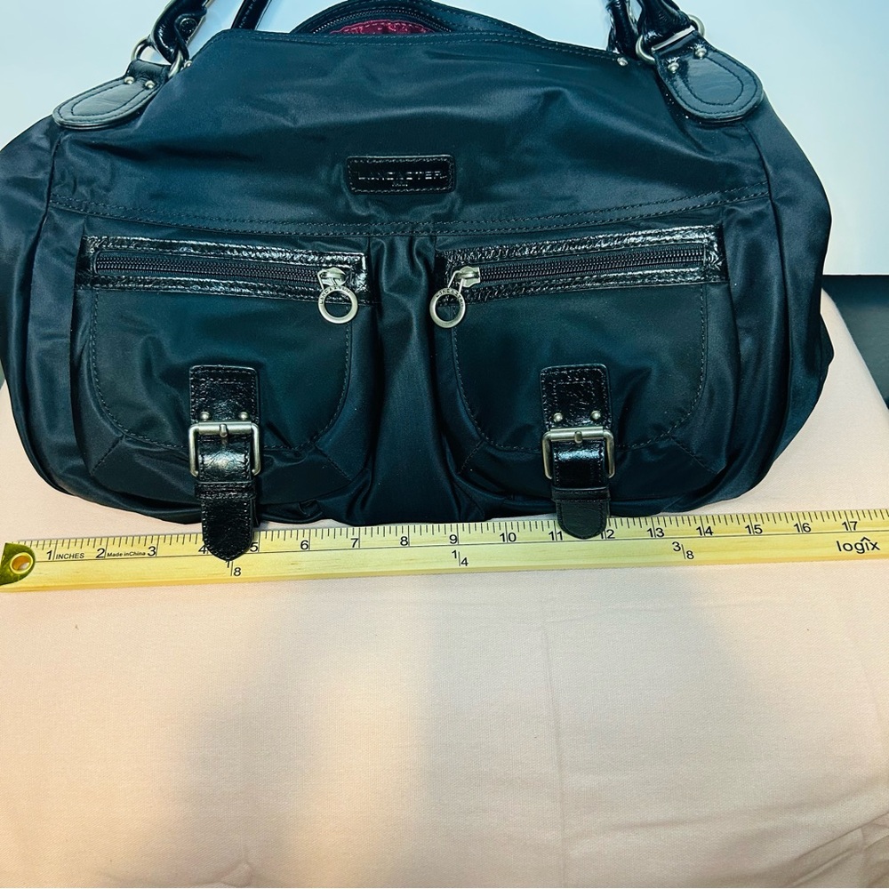 Lancaster Paris Black Nylon and Leather Leather Shoulder Bag with Slouchy Design - Picture 8 of 9